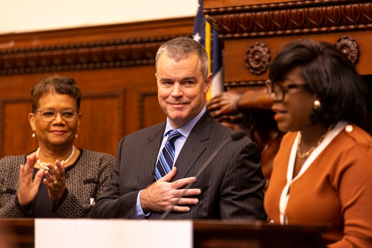 Adam K. Thiel, center, will serve as managing director in the Parker administration. 