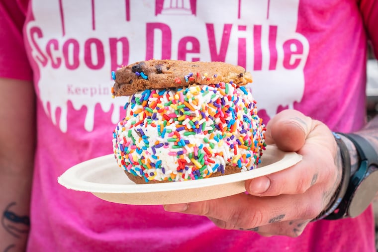 An ice cream sandwich at Scoop DeVille at the Walnut Street shop, in Philadelphia, Wednesday, May 31, 2023.