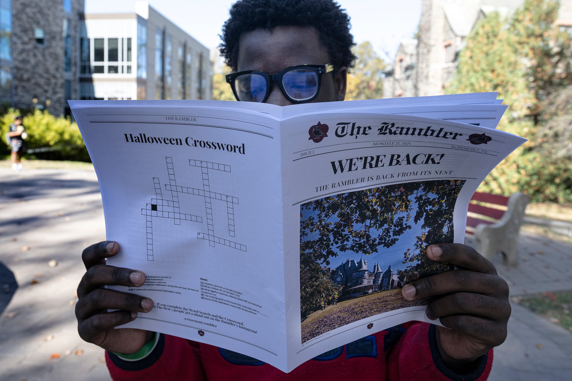 Rosemont College student Mark Laywhyee is editor of The Rambler, the student newspaper, which he and other students helped to revive this year. The Rambler hadn't been published for about a decade. 