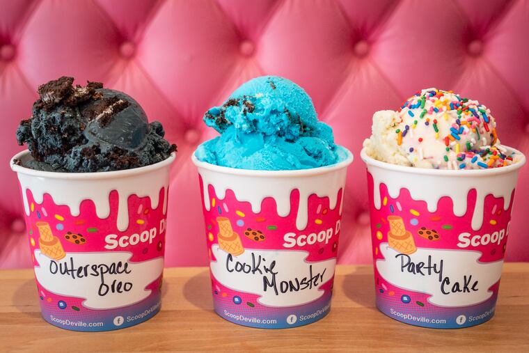 Pints of ice cream at Scoop DeVille at the Walnut Street shop, in Philadelphia, Wednesday, May 31, 2023.