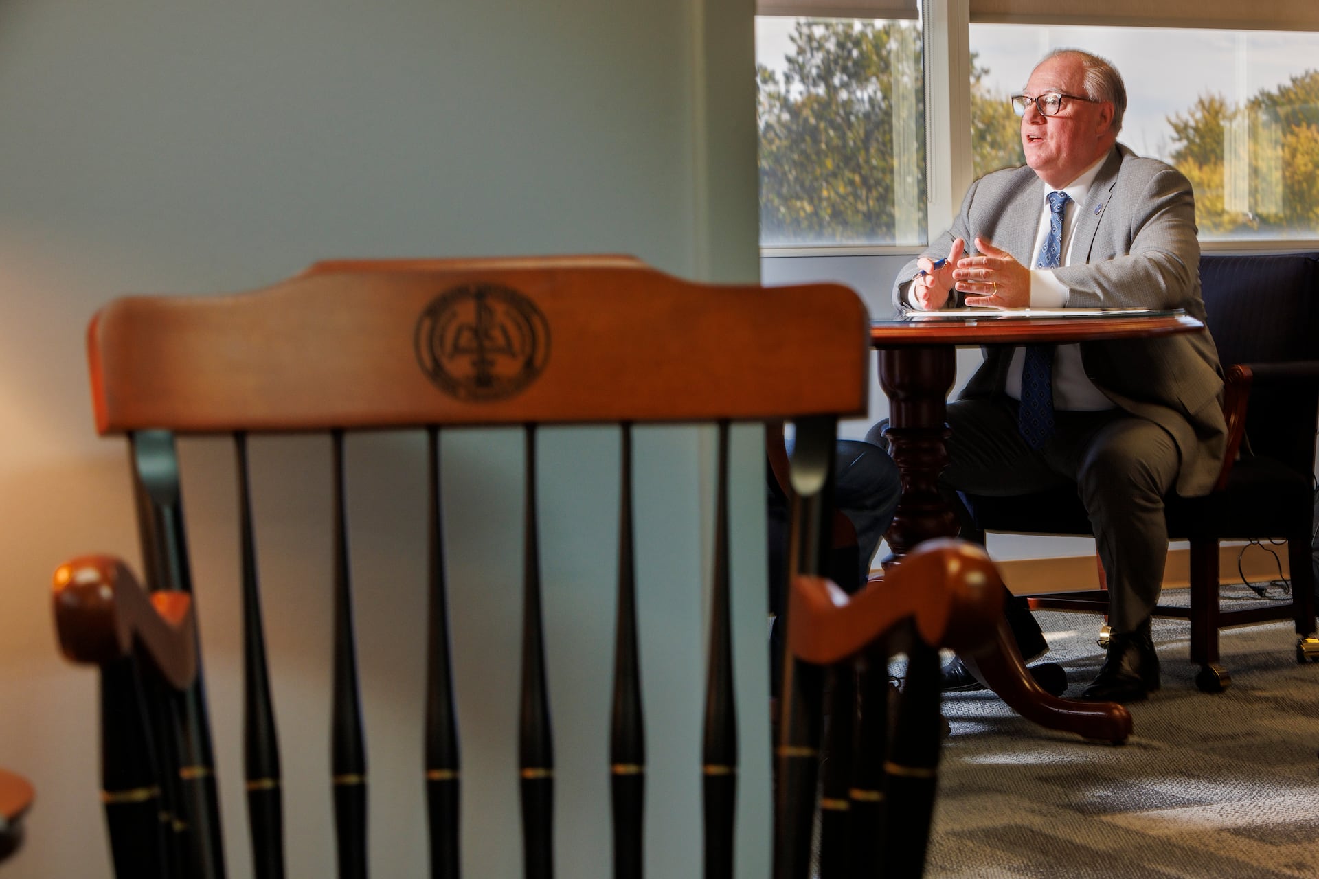 Neumann University President Chris Domes explained the steps his school took to ease financial difficulties. The school's score on Julee Gard's Financial Viability Index improved from the poor category in 2023 to the marginal category in 2024.