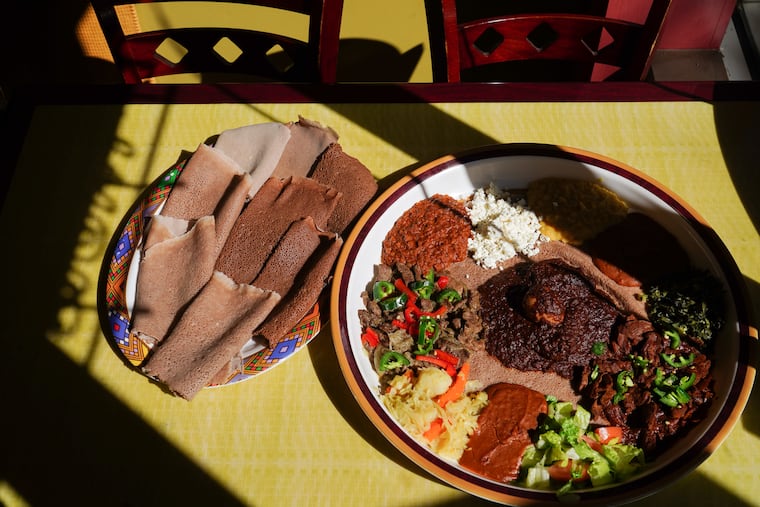 Injera at Kaffa Crossing, located at 4421 Chestnut St., in Philadelphia, Friday, September 15, 2023. 