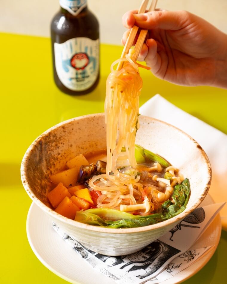 Morimoto in Center City offers yasai ramen, a bowl made of seasonal veggies, veggie broth and rice noodles.