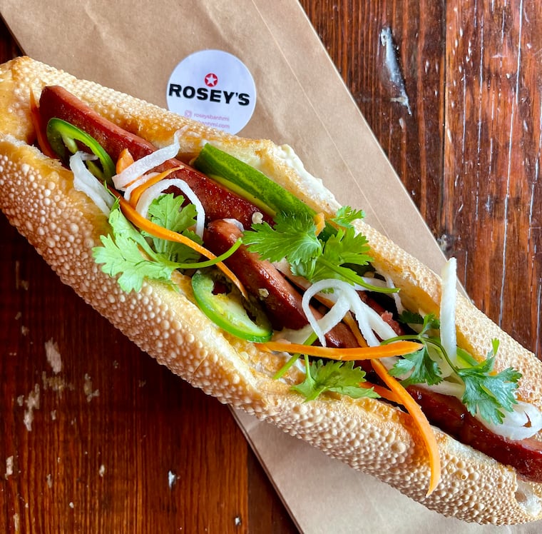 A hot dog  bánh mì from Rosey's in Ambler, a new hoagie shop from Lucky Well owner Chad Rosenthal.