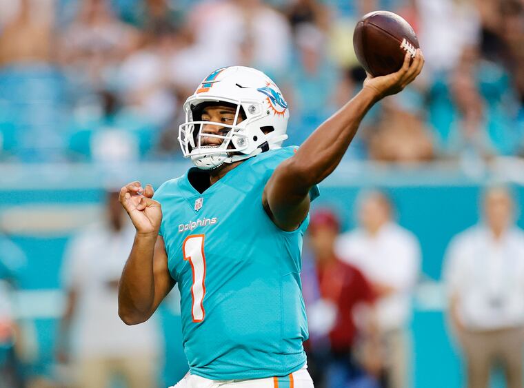 Miami Dolphins quarterback Tua Tagovailoa has passed for 1,876 yards and 14 touchdowns this season. 