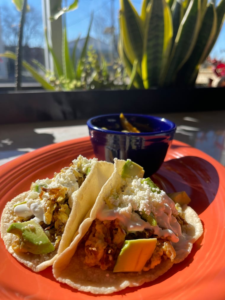 Breakfast tacos at Camden's La Ingrata, served during weekend brunch.