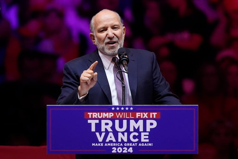 Howard Lutnick speaks before Donald Trump at an Oct. 27 campaign rally at Madison Square Garden.