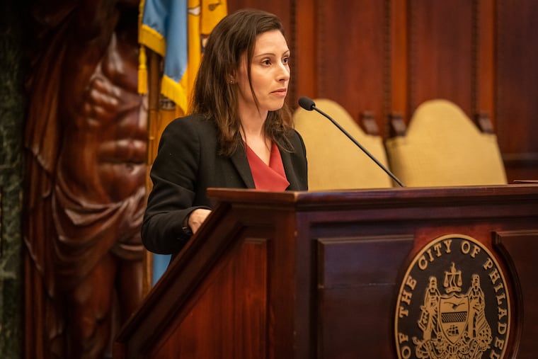 Renee Garcia, shown here during a July news conference at City Hall, is city solicitor under Mayor Cherelle Parker.