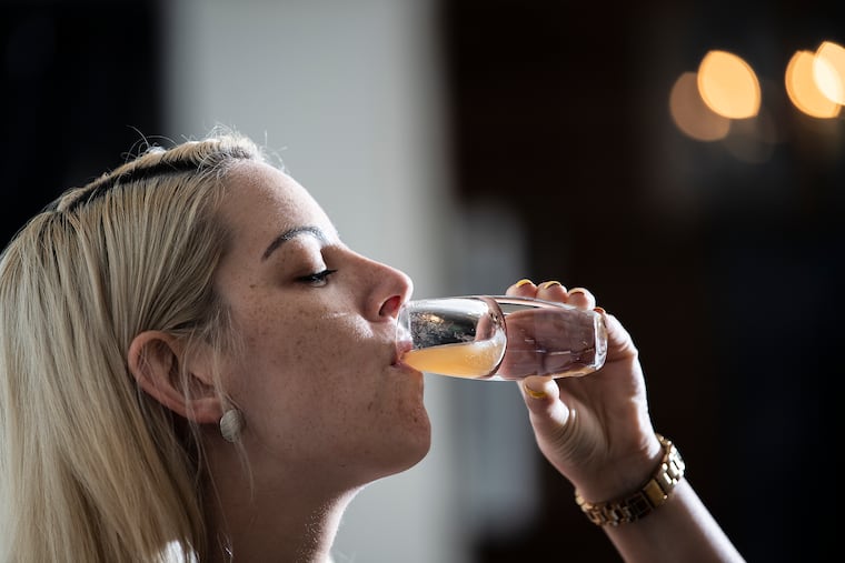 Cantaloupe soda amuse-bouche shooter at  Laurel Restaurant in South Philadelphia, Pa. Tuesday, August 6, 2019.