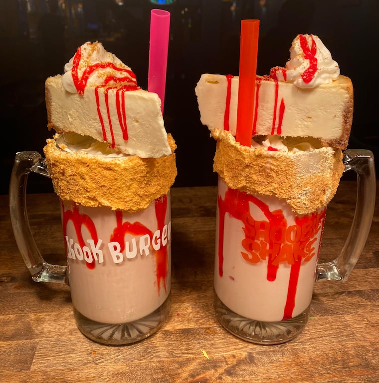 "Sunburnt Berry" strawberry cheesecake Shoobie Shake at Kook Burger & Bar in Center City, Philadelphia.